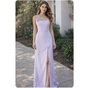 WAYF Maxi Dress Gown with Rosebud Accents Lavender XS NWT